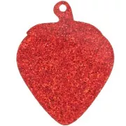 Pendentif fraise 42x33 mm en plexiglas - Rouge pailleté x1