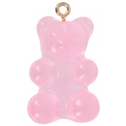 Breloque ourson 31x19 mm en acrylique transparente - Rose x1|raw }}