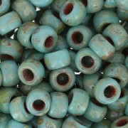 Perles de rocailles Matubo 7/0 - 3.5 mm Green Turquoise Silver Picasso x10g