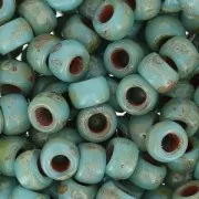 Perles de rocailles Matubo 7/0 - 3.5 mm Green Turquoise Silver Picasso x10g