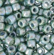 Perles de rocailles Matubo 7/0 - 3.5 mm Vert/Bleu Marbré x10g