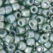 Perles de rocailles Matubo 7/0 - 3.5 mm Vert/Bleu Marbré x10g