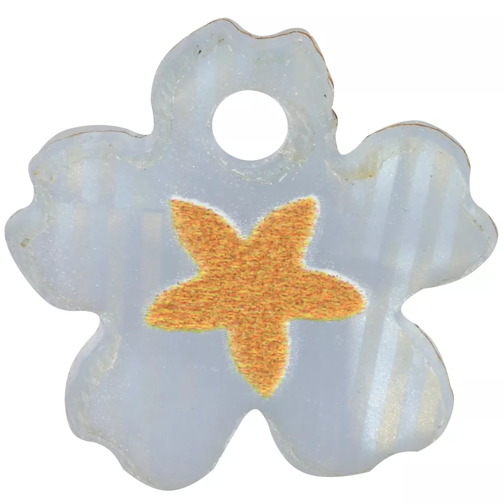Bouton nacré Ivoire Couture en Diamètre 18 mm, motif incrusté fleur