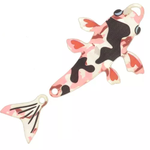 Pendentif carpe koï à assembler 64x31 mm en plexiglas -Rouge - noir x1
