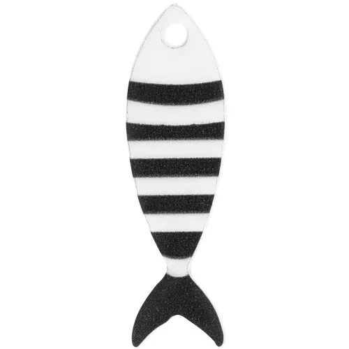 Pendentif poisson rayé 32x10 mm en plexiglas - Blanc - Noir x1