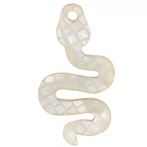 Pendentif serpent 29.5x16 mm en plexiglas - Effet mosaïque - Gris pailleté x1