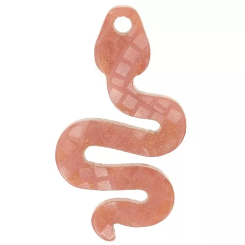 Pendentif serpent 29.5x16 mm en plexiglas - Effet mosaïque - Marron pailleté x1