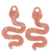 Pendentif serpent 29.5x16 mm en plexiglas - Effet mosaïque - Marron pailleté x1