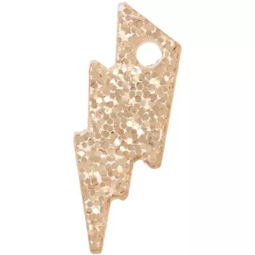 Breloque éclair 17x6 mm en plexiglas - Pailleté Doré x1