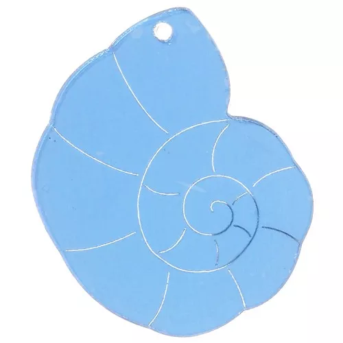 Pendentif coquillage 38x30 mm en plexiglas - effet miroir - Bleu x1