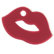 Breloque bouche 10x17 mm en plexiglas - effet miroir - Rouge x1|raw }}