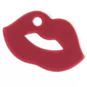 Rouge - Breloque bouche 10x17 mm en plexiglas - effet miroir - Rouge x1 Breloque bouche 10x17 mm en plexiglas - effet miroir - Rouge x1