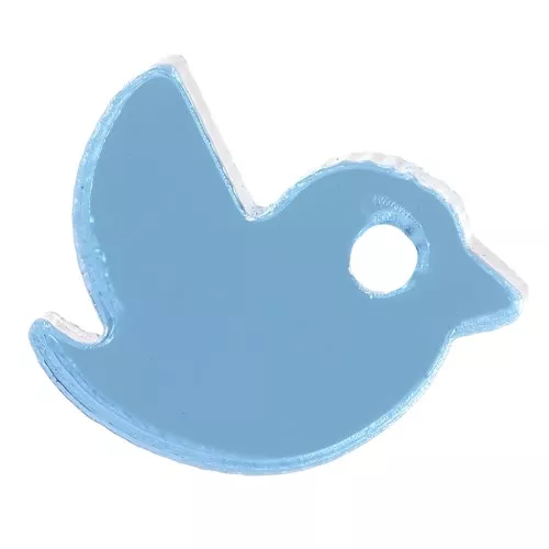 Breloque oiseau en 10x12 mm en plexiglas - effet miroir - Bleu ciel x1