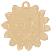 Pendentif soleil motif visage 30 mm - en plexiglas - effet miroir - Doré x1