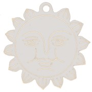 Pendentif soleil motif visage 30 mm - en plexiglas - effet miroir - Doré x1