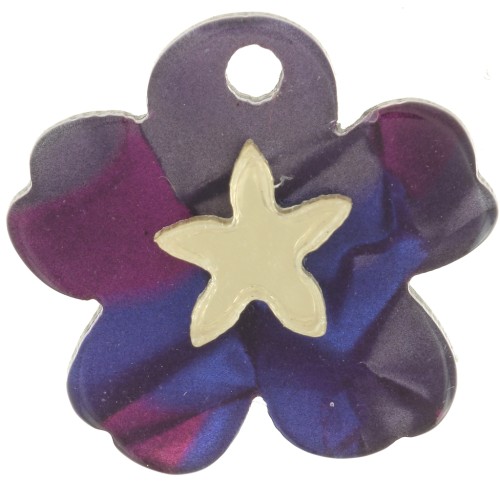 Pendentif fleur 19x21 mm motif étoile en plexiglas - Marbré Violet - Doré x1