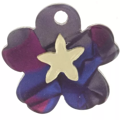 Pendentif fleur 19x21 mm motif étoile en plexiglas - Marbré Violet - Doré x1