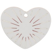 Pendentif coeur en relief 25x29 mm en plexiglas - Doré - Rouge pailleté x1