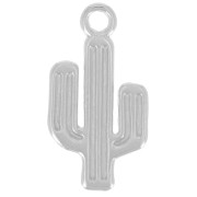 Pendentif cactus 25x13 mm - Placage Argent fin vieilli x1