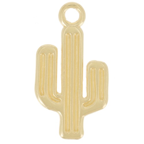 Pendentif cactus 25x13 mm - Doré à l'or fin x1