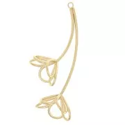 Pendentifs fleurs en 3D 61x37 mm - Acier inoxydable 304L Doré x2