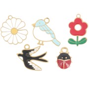 Mix de breloques époxy Printemps - Exclu Perles&Co - Acier inox 304L x5|raw }}