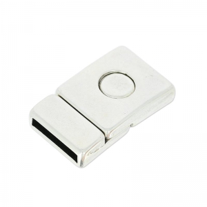 Fermoir aimanté 31x18 mm pour lacet 14 mm - Placage Argent fin vieilli x1