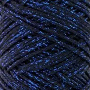 Bobine de cordon en coton pour macramé Cotton Air Glitter 1 mm - Bleu Marine x90m
