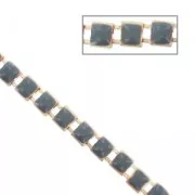 Chaîne Fantaisie carré résine époxy  6.3 mm Gris doré x 50cm