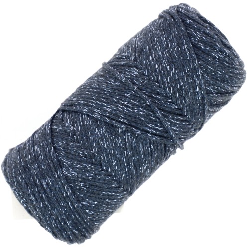 Bobine de cordon en coton pour macramé Cotton Air Glitter 1 mm - Indigo x90m