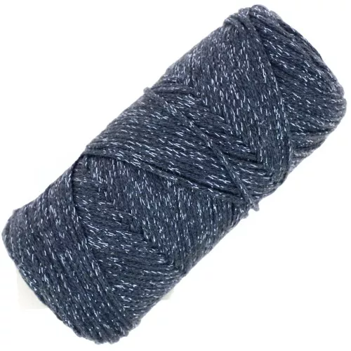 Bobine de cordon en coton pour macramé Cotton Air Glitter 1 mm - Indigo x90m