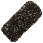 Bobine de cordon en coton pour macramé Cotton Air Glitter 1 mm - Noir x90m