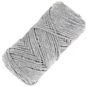 Bobine de cordon en coton pour macramé Cotton Air Glitter 1 mm - Argenté x90m