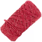 Bobine de cordon en coton pour macramé Cotton Air Glitter 1 mm - Rouge x90m