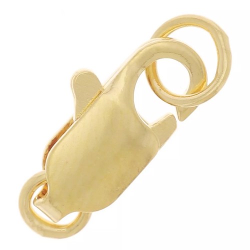 Fermoir mousqueton allongé avec anneaux fermés 12 mm - Doré x1