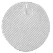 Pendentif rond irrégulier 23 mm motif oeil en résine époxy - Placage argent fin x1