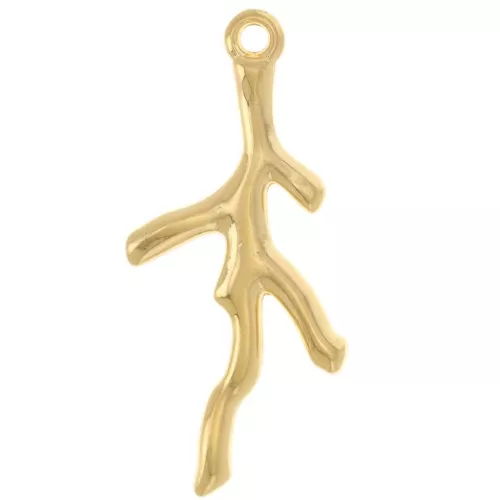 Pendentif corail 29x12 mm- Doré à l'or fin x1