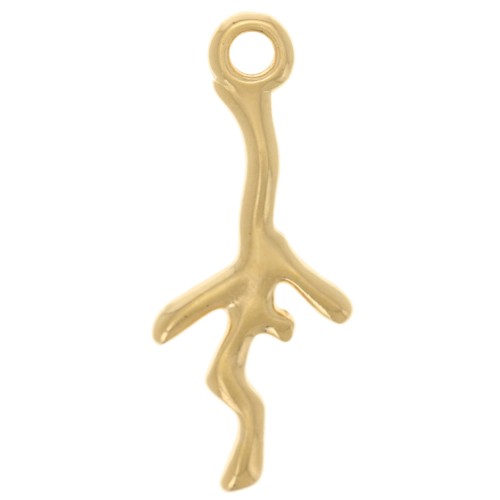 Pendentif corail 20x8 mm - Doré à l'or fin x1