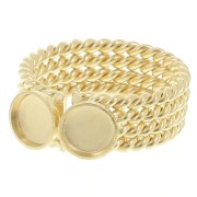 Bague avec deux sertis pour cabochon 6 mm - Taille 52 à 56 - Doré à l'or fin x1|raw }}