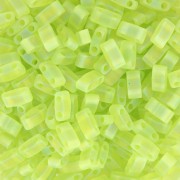 Miyuki Half Tila Beads 5x2.3x1.9 mm HTL-143FR - Transparent Chartreuse Mat AB x10g|raw }}