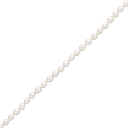 Perles d'eau douce grain de riz 6x5 mm - Grade AA - Blanc x 35cm