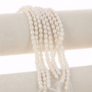 Perles d'eau douce grain de riz 6x5 mm - Grade AA - Blanc x 35cm