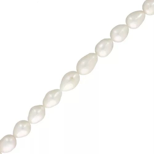 Perles d'eau douce grain de riz 12x10 mm - Grade AA - Blanc x 39cm