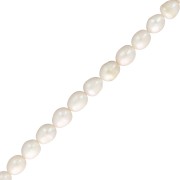 Perles d'eau douce grain de riz 13x11 mm - Grade A - Blanc x 38cm
