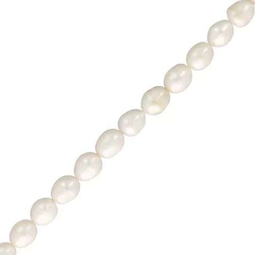 Perles d'eau douce grain de riz 13x11 mm - Grade A - Blanc x 38cm