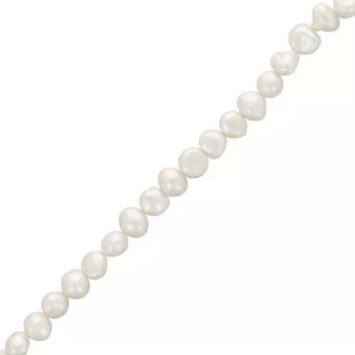 Perles d'eau douce baroques irrégulières - 7x8 mm Grade AA - Blanc x35cm
