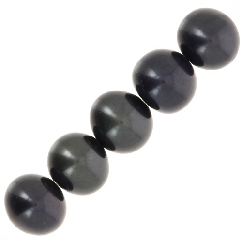 Perles d'eau douce rondes teintées 5.5 mm - Grade AA - Noir nacré x6