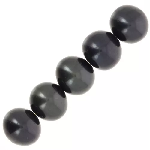 Perles d'eau douce rondes teintées 5.5 mm - Grade AA - Noir nacré x6