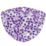 Pendentif géométrique en acétate 35x45 mm - Tacheté Violet - Crème x1