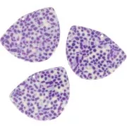 Pendentif géométrique en acétate 35x45 mm - Tacheté Violet - Crème x1